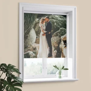 Tension skruvfri rullgardin med eget fototryck, mörkläggande