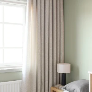 Bouclégardin Hilma, grå, extra hög & bred