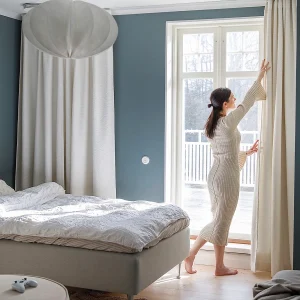 Bouclégardin Hilma, vit, måttillverkad