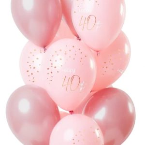 40 års Ballonger elegant rosa 33cm 12-pack