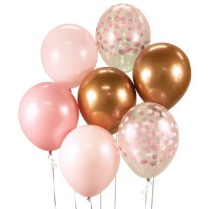 Ballongbukett Rosa & Koppar 7-pack