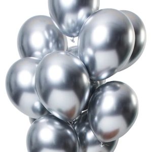 Ballonger Spegeleffekt silver 33 cm 12-pack