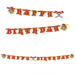 Banderoll pirat formklippt Happy Birthday 250 cm