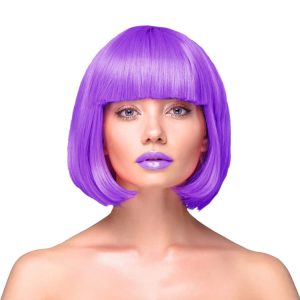 Peruk Kort Rakt Hår – Lila