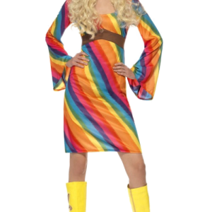 Regnbågsfärgad Hippieklänning