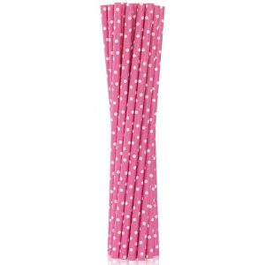 Sugrör Ceriserosa & Vit 12-pack