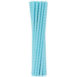 Sugrör Ljusblå & Vit 12-pack