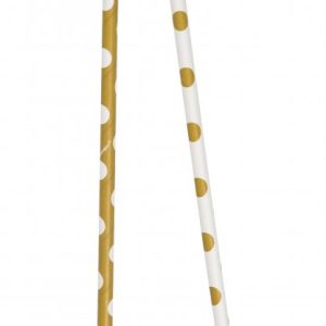 Sugrör prickiga guld 10-pack